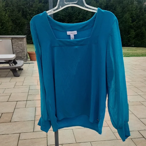 Calvin Klein Teal Blouse - Picture 1 of 16